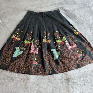 Black Cat Print Women's Skirt